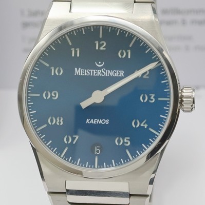 27041160a - MEISTERSINGER Einzeiger-Herrenarmbanduhr Kaenos Petrol Referenz KS939, Automatik, ...