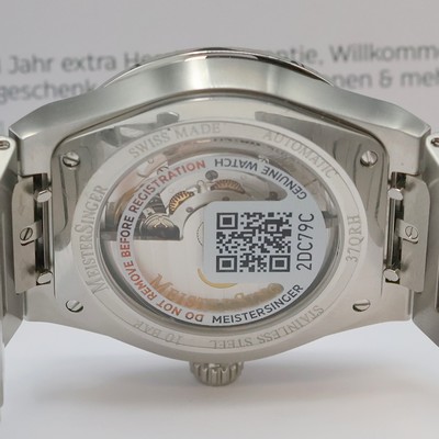 27041160f - MEISTERSINGER Einzeiger-Herrenarmbanduhr Kaenos Petrol Referenz KS939, Automatik, ...