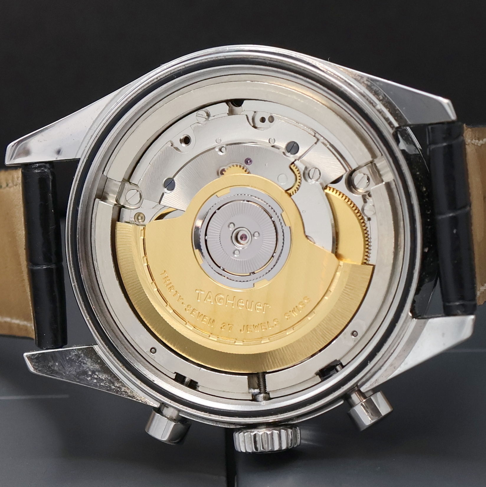 Detail g: TAG HEUER Armbandchronograph Carrera Referenz CV2111, Automatik, Edelstahlgeh. inkl. orig. Lederband m. orig. Faltschl., Boden verschr., schwarzes ...