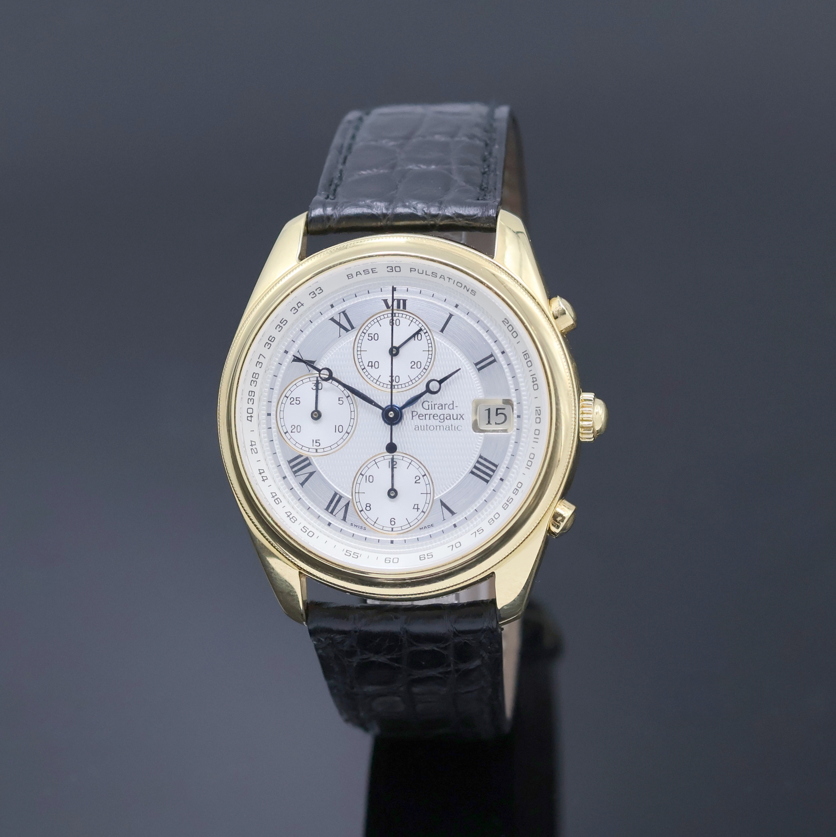 Image 27041202 - GIRARD PERREGAUX 18k yellow gold chronograph reference 4910, self winding, Switzerland ...