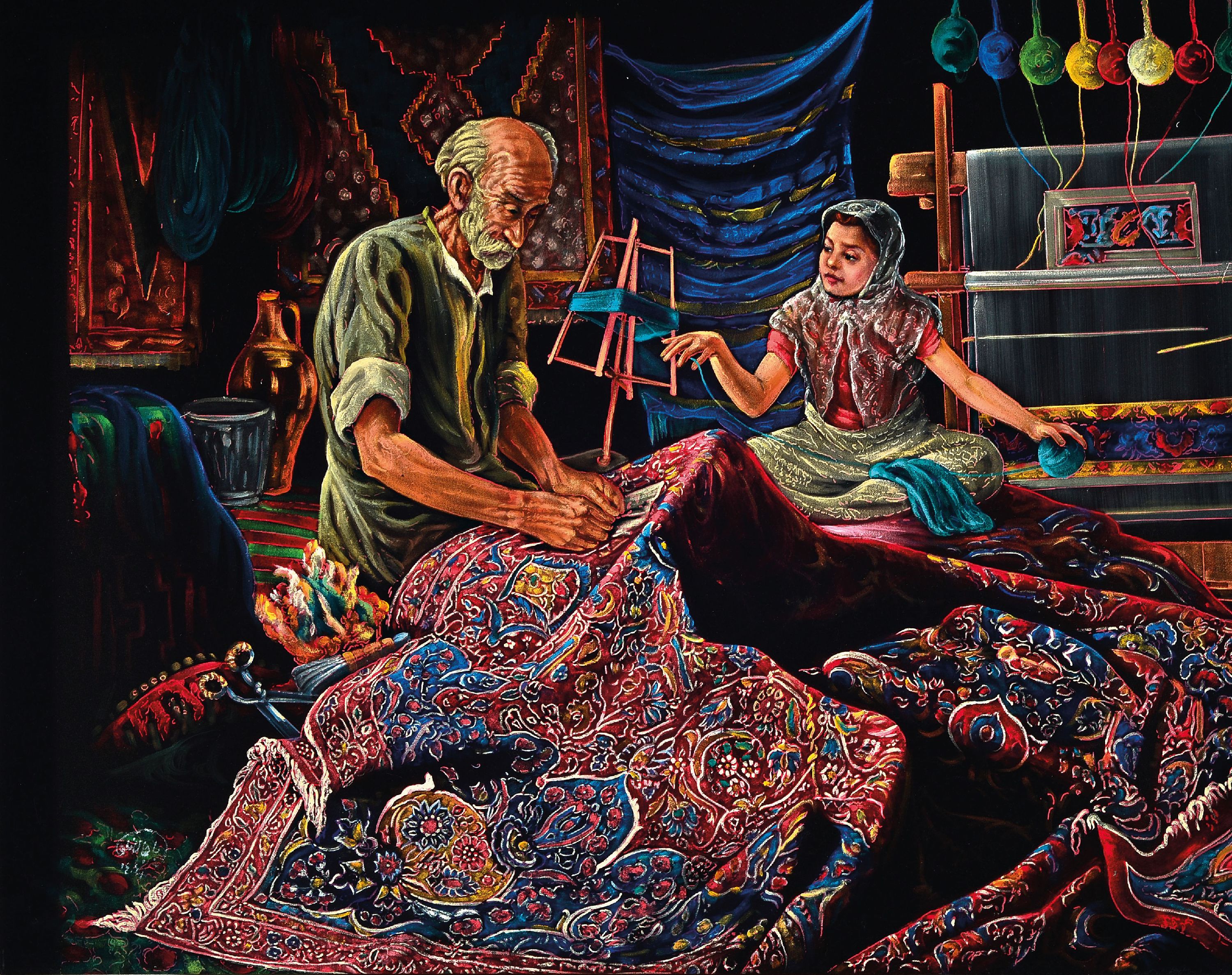 Image 27041204 - Parinaz Bajalanlou, geb. 1985, iranische Künstlerin, in der Teppichknüpferei ...