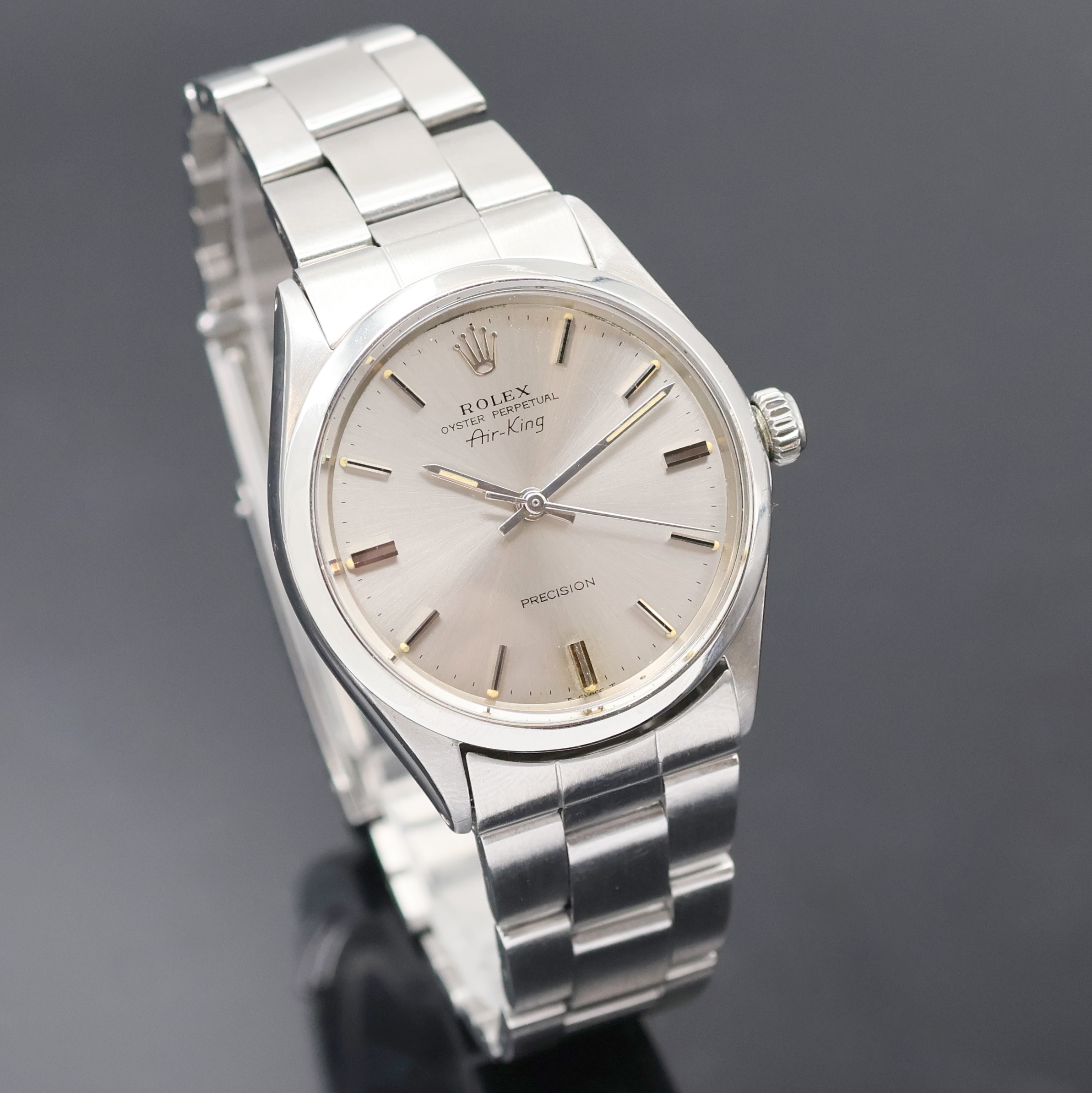 Detail a: ROLEX Herrenarmbanduhr Oyster Perpetual Air-King Precision Referenz 5500/1002, Automatik, Schweiz lt. Bodenstempel 1. Quartal 1970, Edelstahlgeh. ...