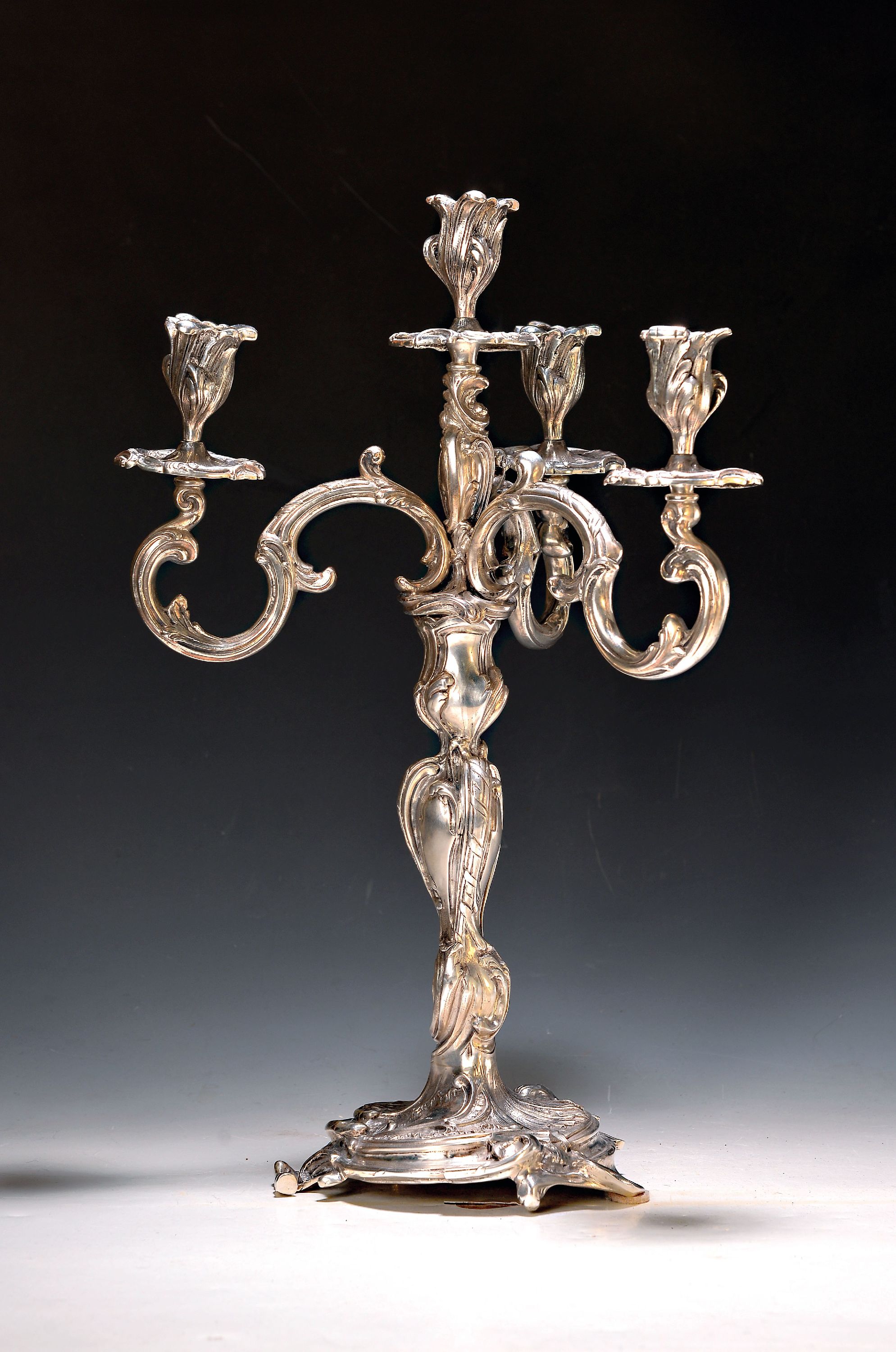 Image 27041242 - Prunk-Girandole im Rokokostil, Ludwig Neresheimer, Hanau, um 1900, Sterlingsilber, ca. ...