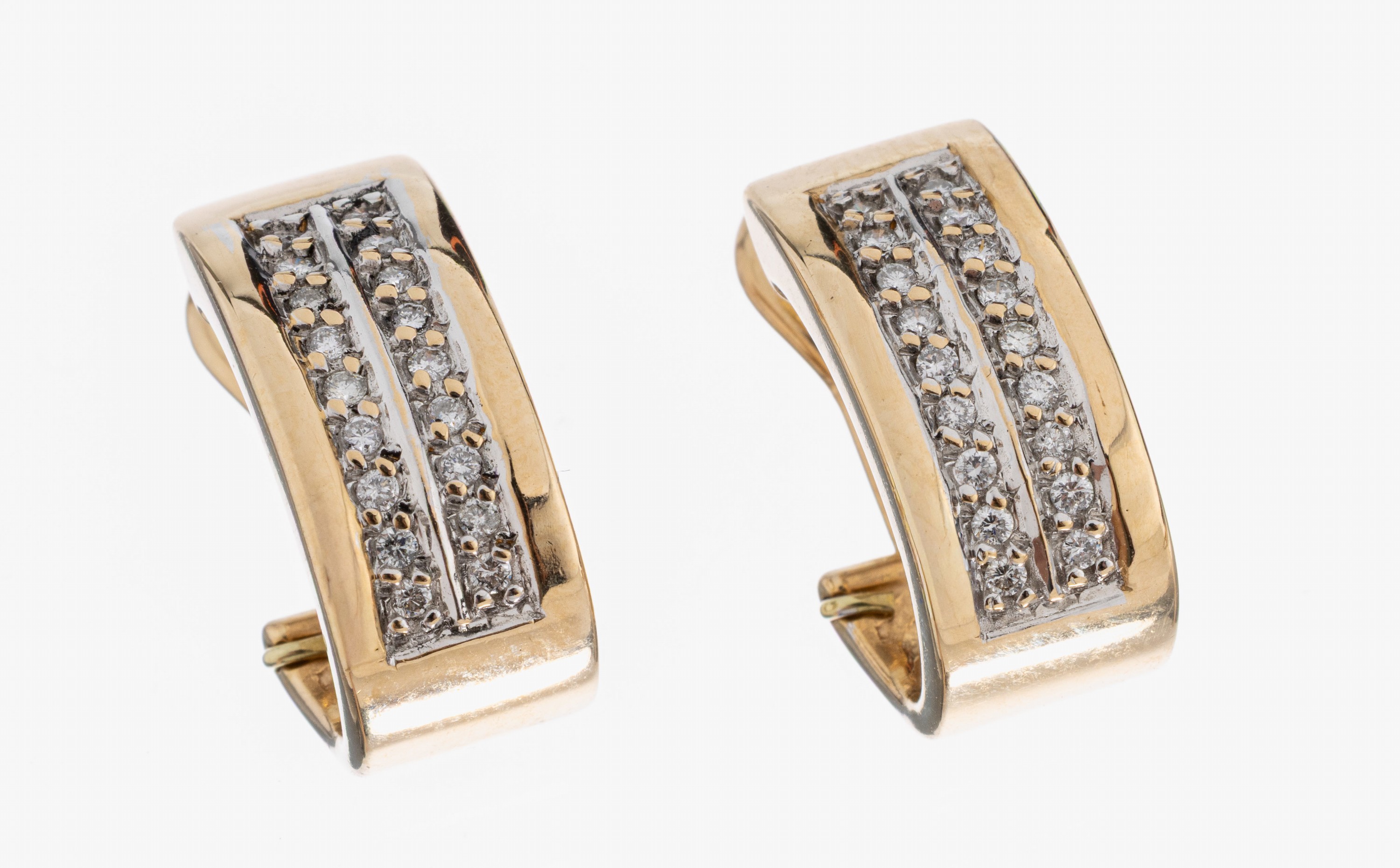 Image 27041271 - Paar 14 kt Gold Brillant-Halbcreolen, GG/WG 585/000, Meistermarke CAREN PFLEGER, 36 ...