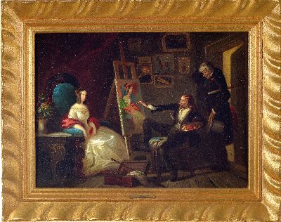 27041239k - Zuschreibung: Georg Bergmann, 1819 Celle-1870 Hildesheim, Maler mit seinem Modell im ...