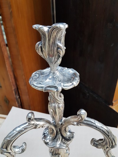 27041242b - Prunk-Girandole im Rokokostil, Ludwig Neresheimer, Hanau, um 1900, Sterlingsilber, ca. ...