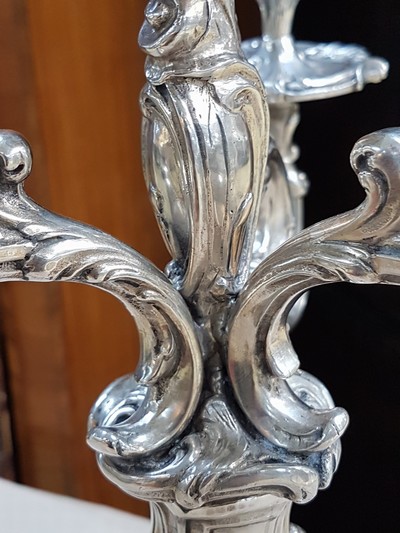 27041242i - Prunk-Girandole im Rokokostil, Ludwig Neresheimer, Hanau, um 1900, Sterlingsilber, ca. ...