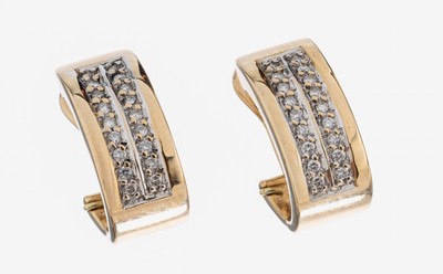 Image Paar 14 kt Gold Brillant-Halbcreolen, GG/WG 585/000, Meistermarke CAREN PFLEGER, 36 ...