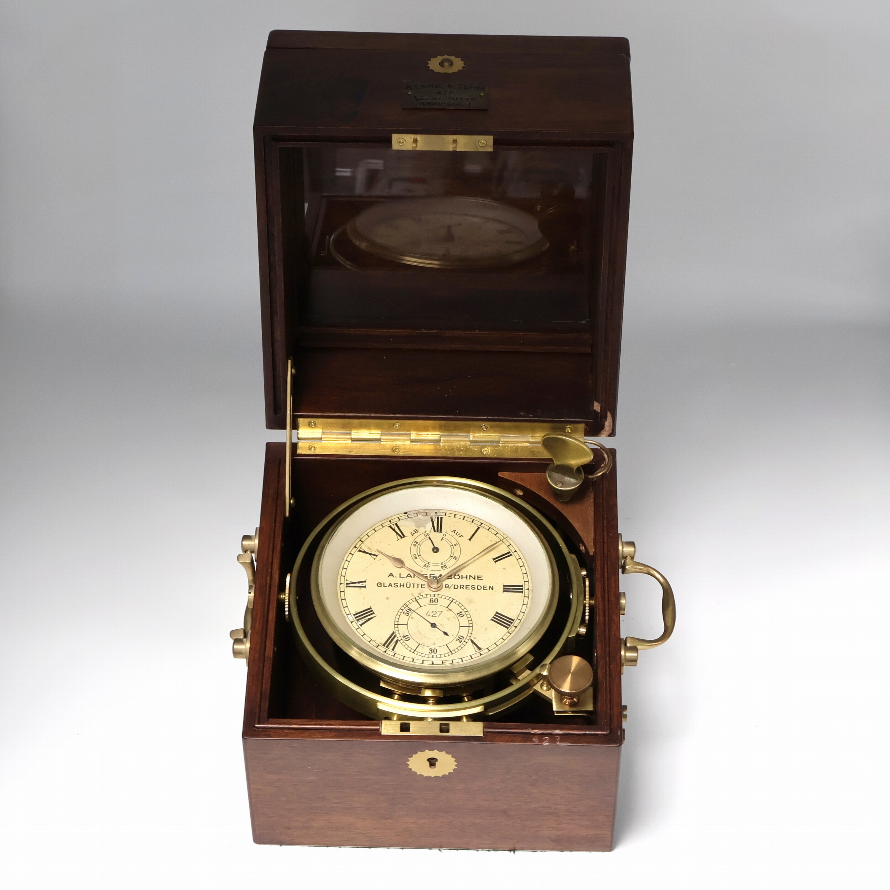 Image 27041613 - A. LANGE & SÖHNE frühes Marinechronometer Nr. 427 in späterer Holzkiste, Deutschland ...
