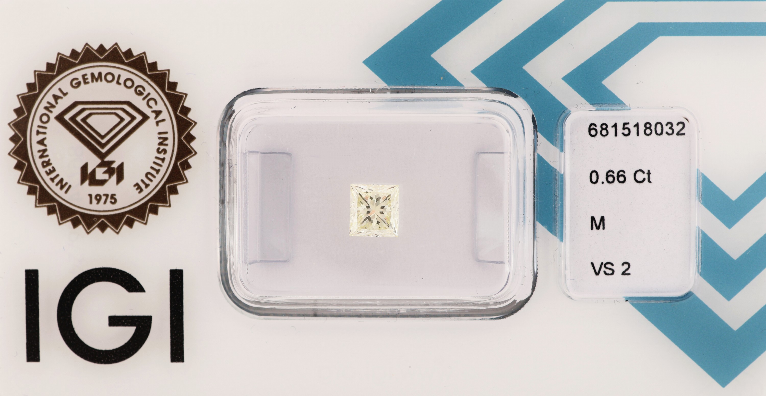 Image 27041617 - Loser Princess Cut Diamant, 0.66 ct Getönt (M)/vs2, eingeschweißt, IGI-Expertise