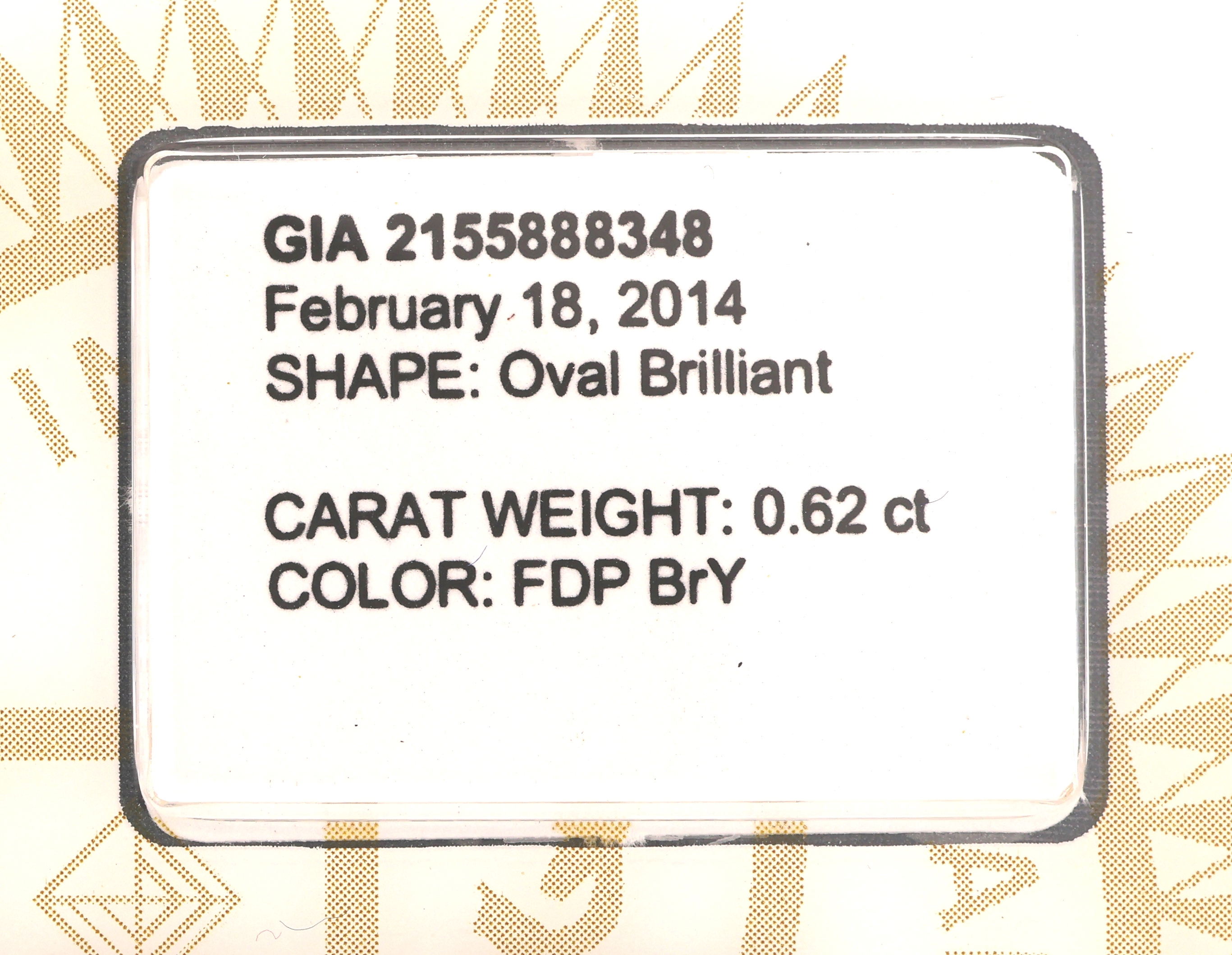 Detail a: Loser ovaler Diamant 0.62 ct Natural Fancy Deep Brown-Yellow, verschweißt, Zertifikat