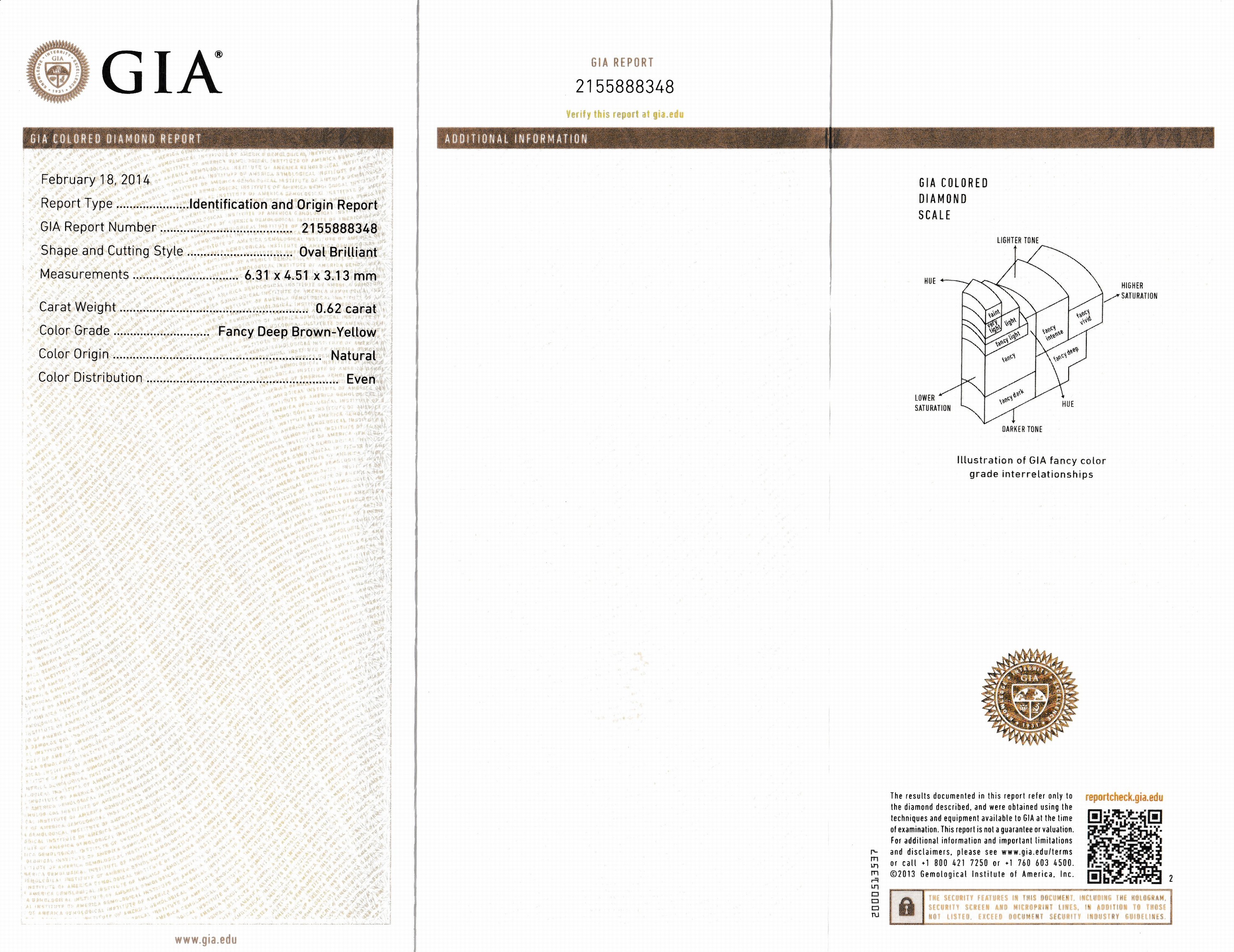 Detail b: Loser ovaler Diamant 0.62 ct Natural Fancy Deep Brown-Yellow, verschweißt, Zertifikat