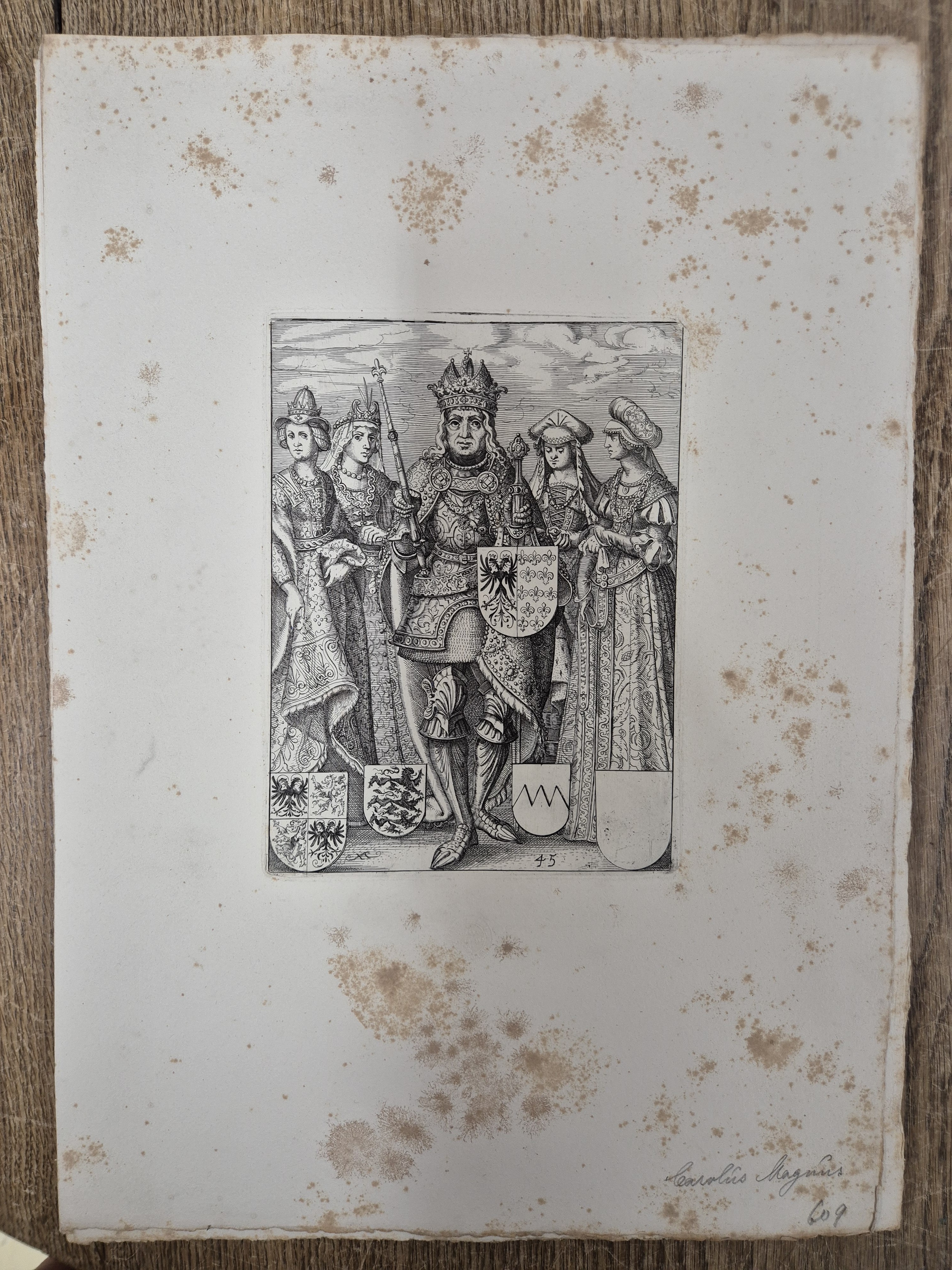 Detail e: Nach Jost Amman (1539-1591), 18 Kupferstiche aus "Icones Ducum Bavariae" (1583), Abzüge von den Originalplatten durch die ...