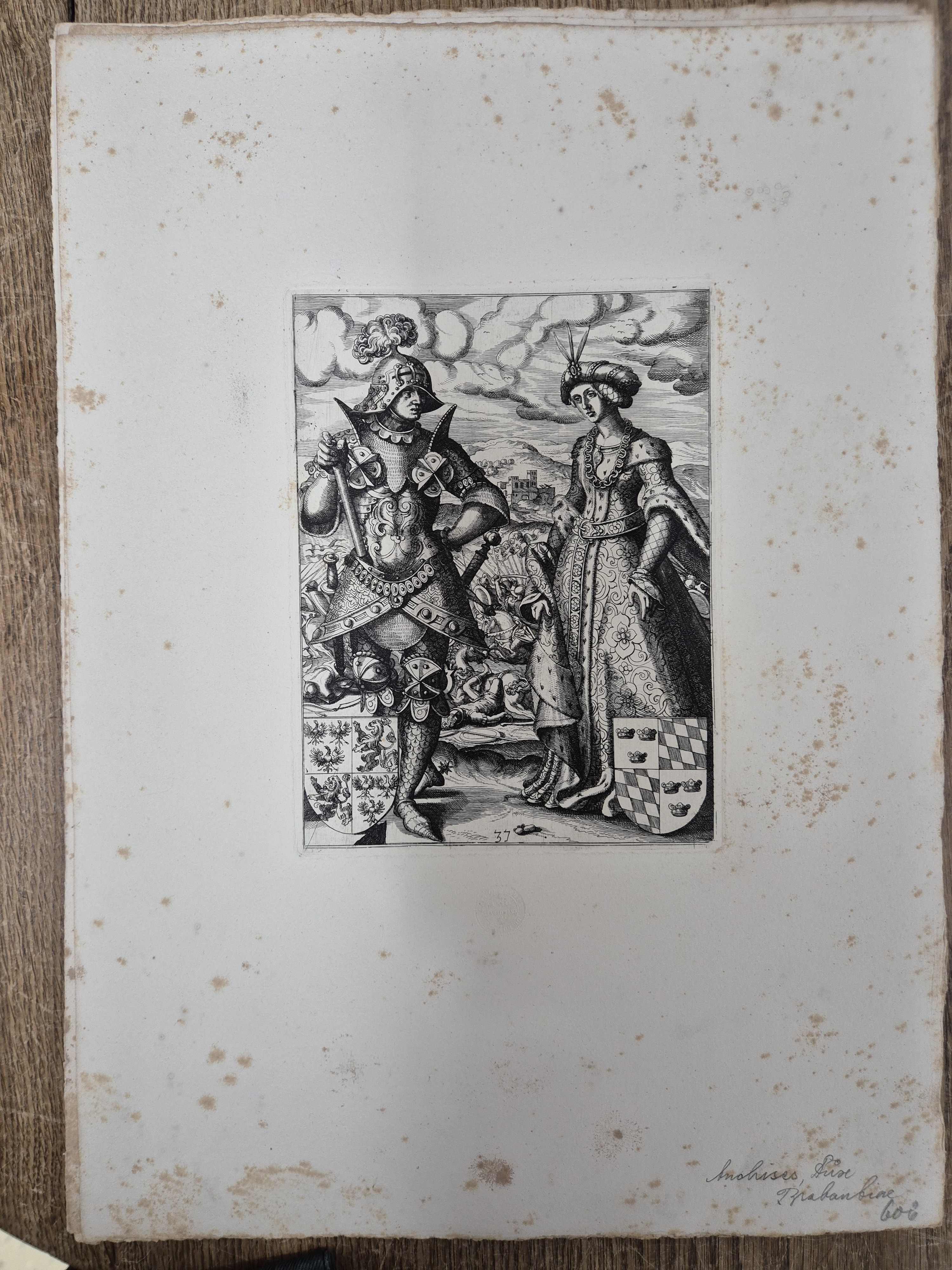 Detail f: Nach Jost Amman (1539-1591), 18 Kupferstiche aus "Icones Ducum Bavariae" (1583), Abzüge von den Originalplatten durch die ...