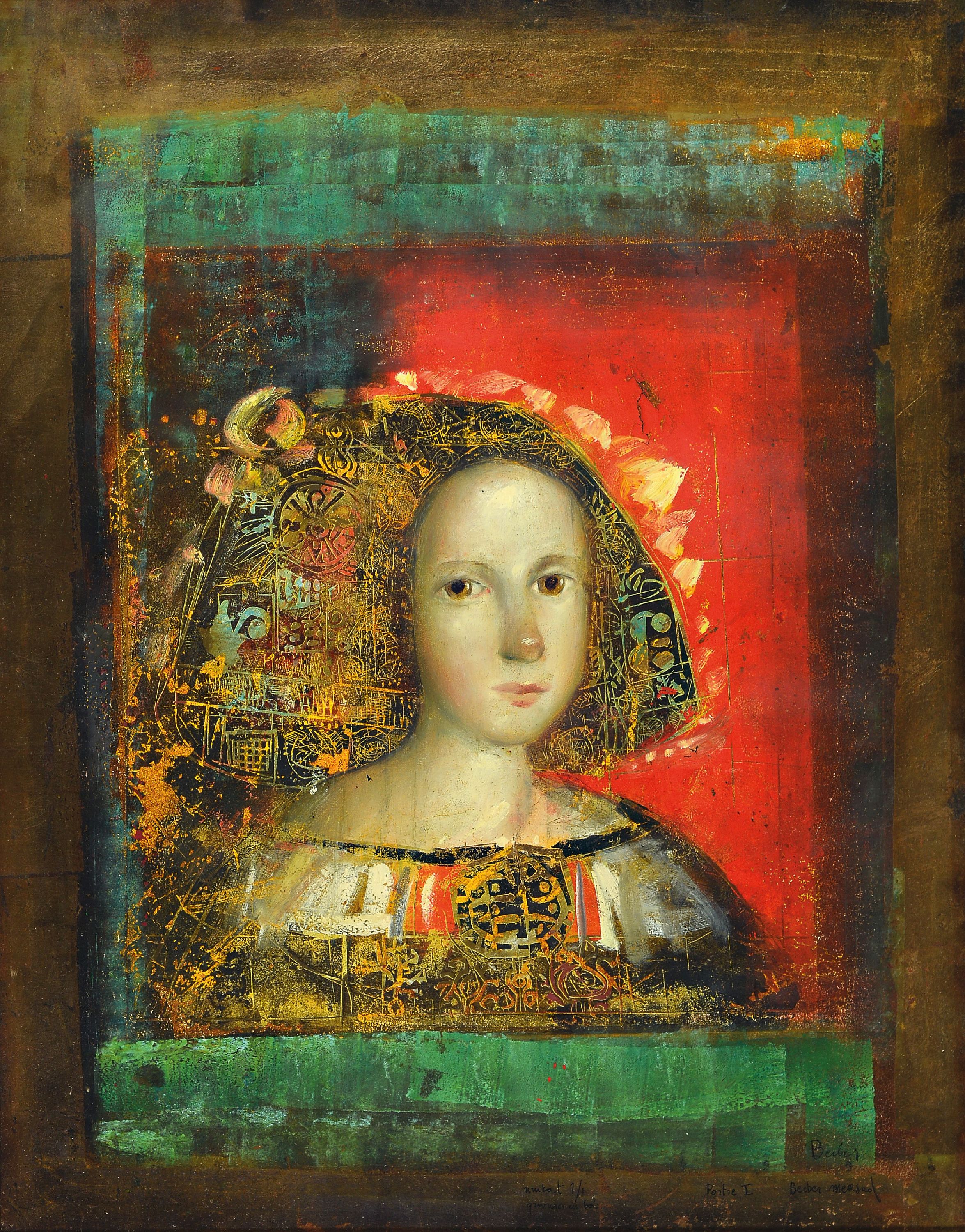 Image 27041651 - Mersad Berber, 1940-2012 Zagreb, Mischtechnik mit Blattgold auf Papier, Unikat,´Portre ...