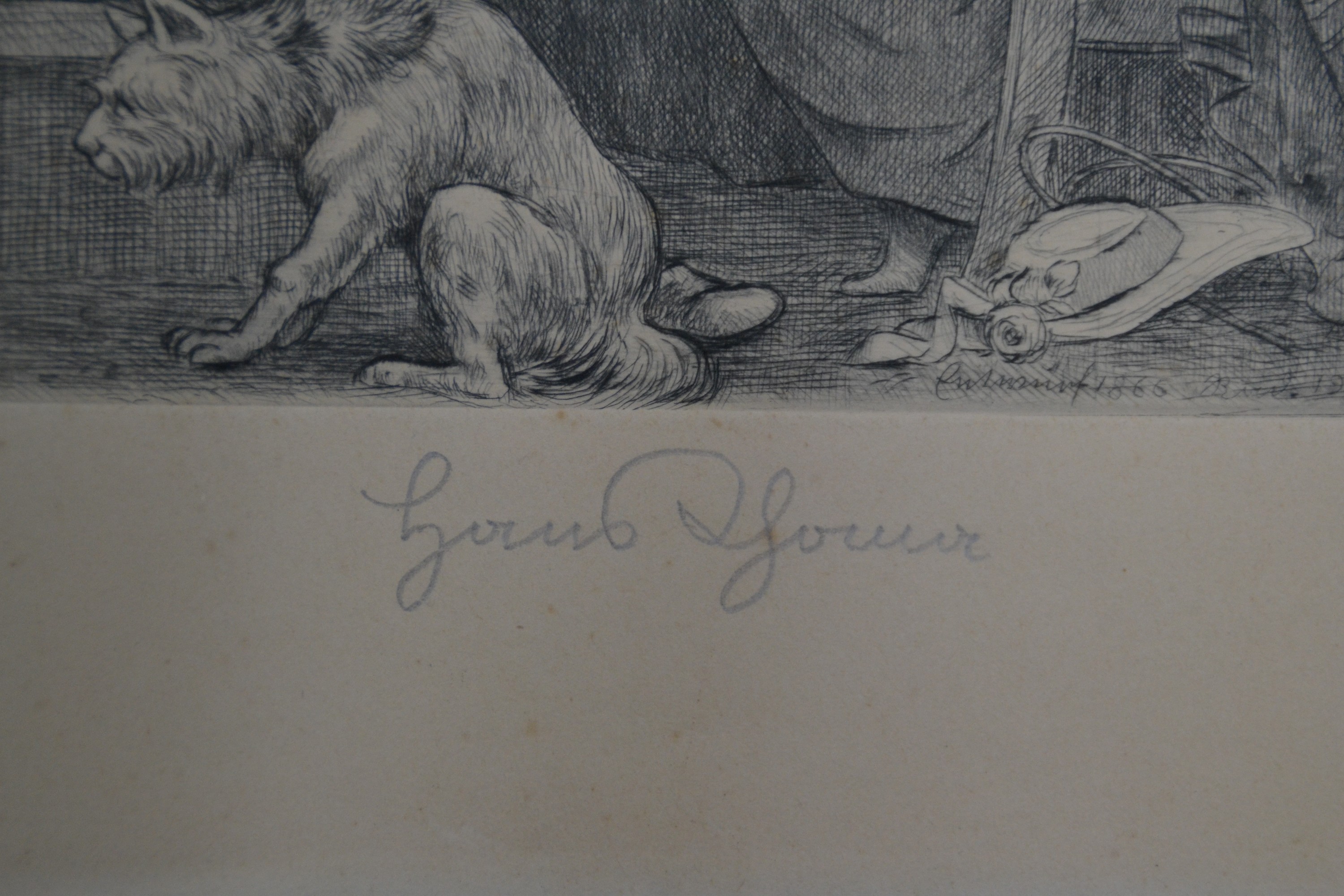 Detail b: Hans Thoma, 1839 Bernau-1924 Karlsruhe, Radierung, "Der Erzähler", 1917, handsigniert, in der Platte bez. "Entwurf 1866. Rad. ...