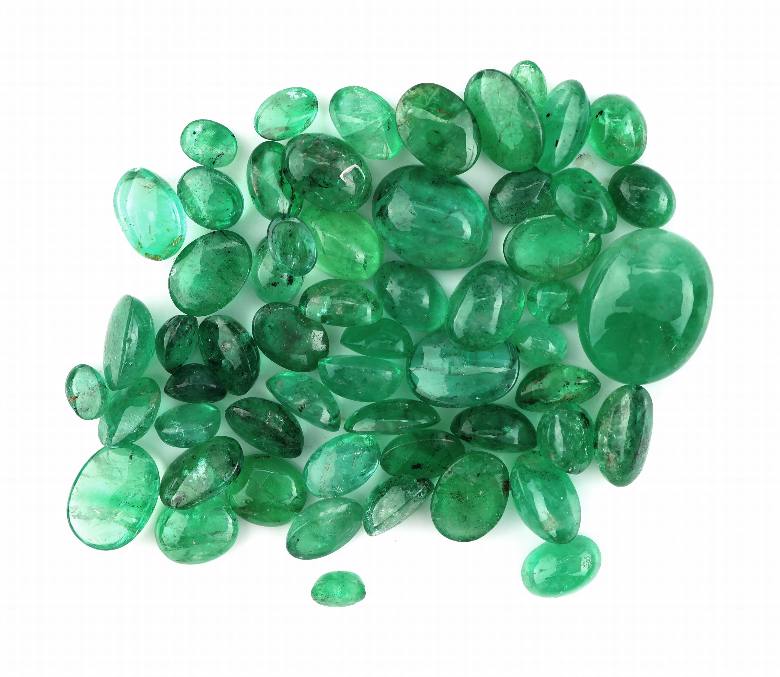 Image 27041697 - Lot lose Smaragde, zus. ca. 34.43 ct, Cabochons in versch. Größen, Formen und ...