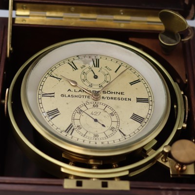 27041613a - A. LANGE & SÖHNE frühes Marinechronometer Nr. 427 in späterer Holzkiste, Deutschland ...