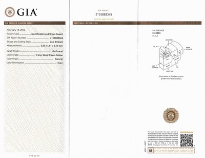 27041626b - Loser ovaler Diamant 0.62 ct Natural Fancy Deep Brown-Yellow, verschweißt, Zertifikat