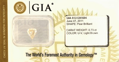 Image Loser Diamant-Tropfen 0.73 ct Light Brown (U-V), verschweißt, GIA Zertifikat