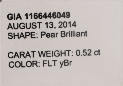 27041642a - Loser Diamant-Tropfen 0.52 ct Natural Fancy Light Yellowish Brown, verschweißt, GIA ...