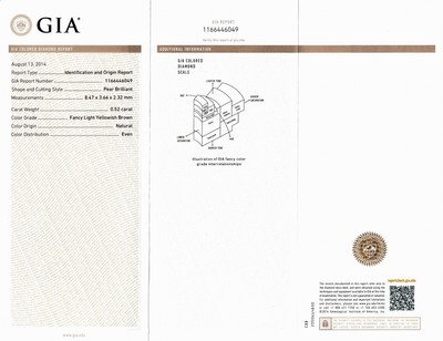 27041642b - Loser Diamant-Tropfen 0.52 ct Natural Fancy Light Yellowish Brown, verschweißt, GIA ...