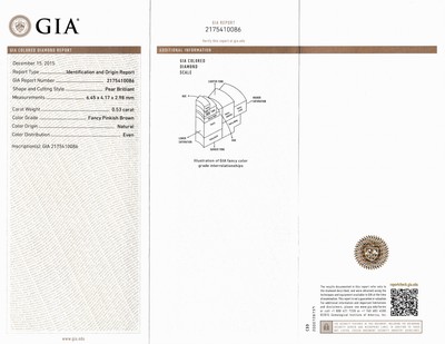 27041644c - Loser Diamant-Tropfen 0.53 ct Natural Fancy Pinkish Brown, GIA Zertifikat