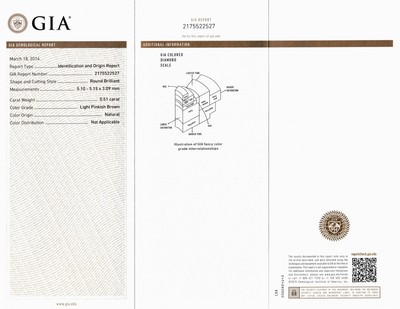 27041645c - Loser Brillant 0.51 ct Natural Light Pinkish Brown, GIA Zertifikat