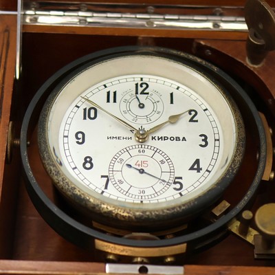 27041654a - 1. Moskauer Uhrenfabrik Marinechronometer Nummer 415 mit Lange-Rohwerk, UDSSR um 1953, ...