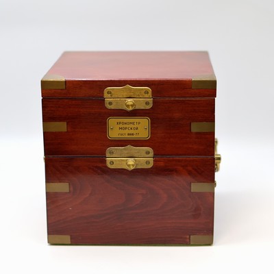 27041673c - POLJOT ship´s chronometer with transport-box, USSR around 1977, 3-piece construction ...