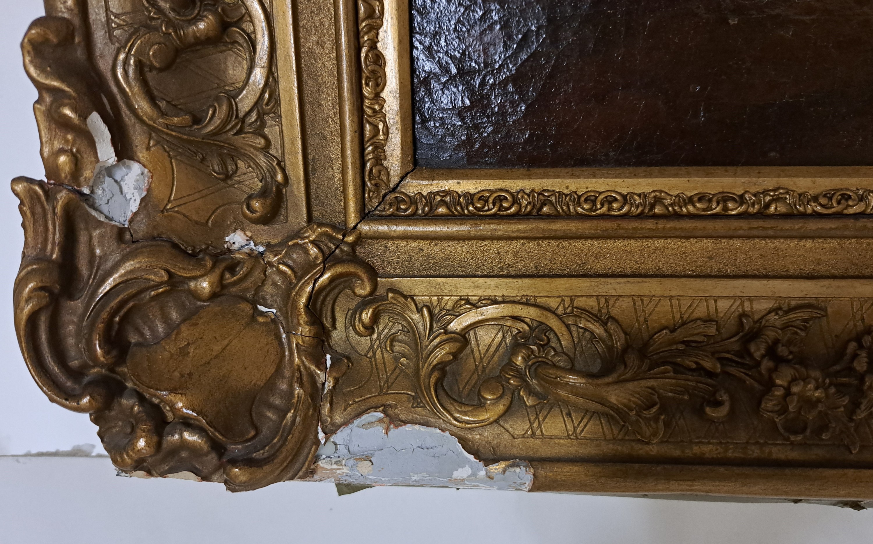 Detail l: Unbekannter Landschafter der Mitte des 18.Jh., pastorale Landschaft in der Art des Franz Beich (1665-1748), befestigte Stadt bzw. Burganlage nebst ...