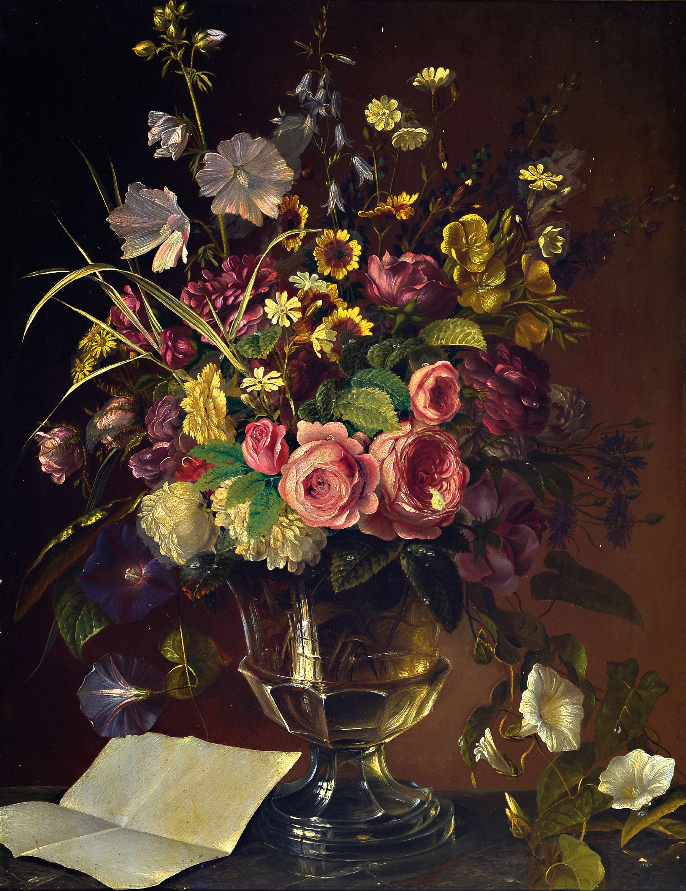 Image 27041749 - Gaslauer, Künstler um 1800, Blumenstillleben, Varianten reicher Sommerstrauß in ...