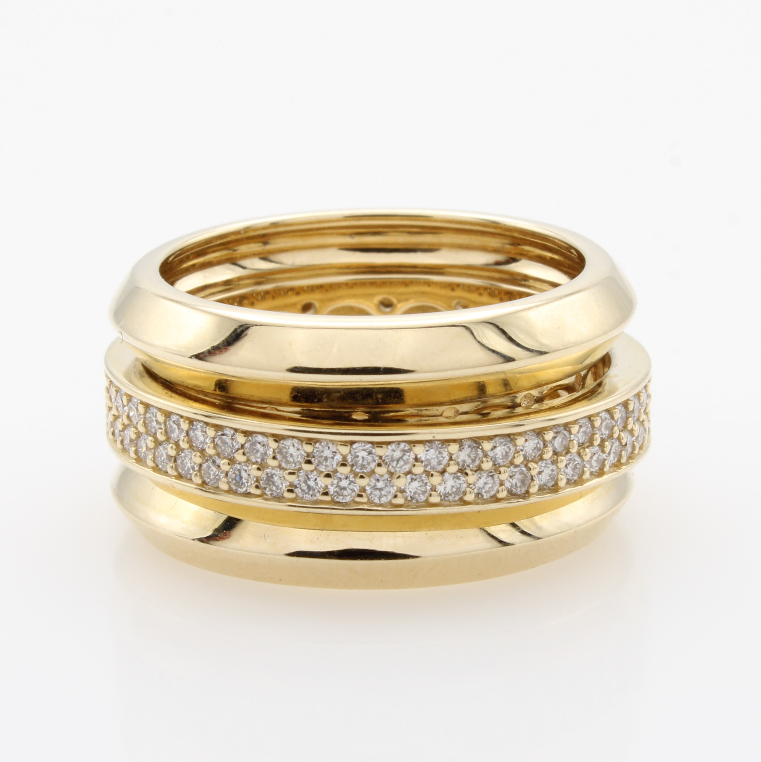 Image 27041751 - Ring mit Brillanten, GG 585/000, 3-rhg. Optik, drehbare, mittlere Schiene rundum bes. m. ...