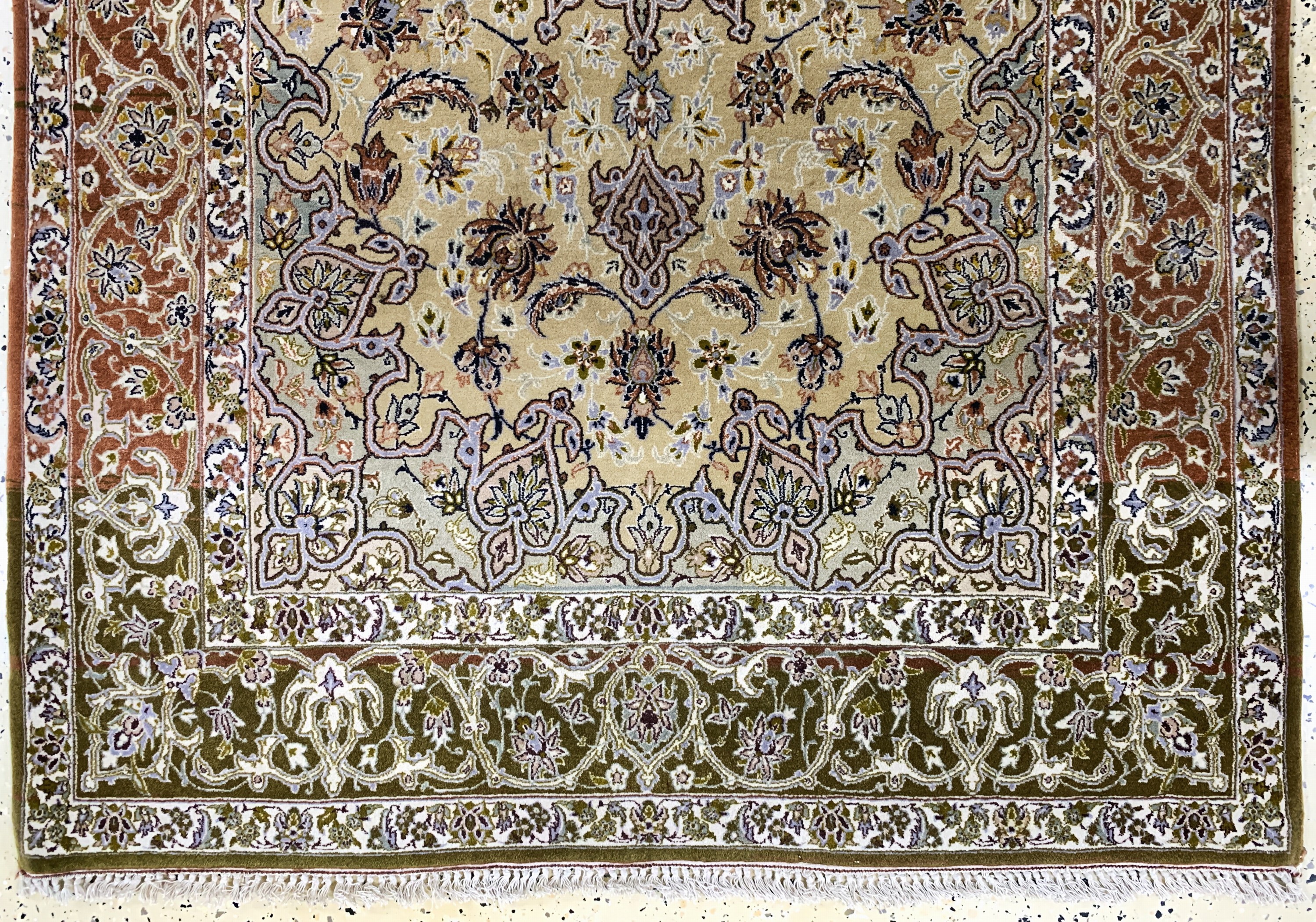 Detail b: 2 Lots Esfahan fein Persien, Mitte 20.Jhd, Korkwolle auf Seide, ca. 182 x 109 cm, EHZ: 2(fleckig & Abrasch), Ghom, Persien, Wolle aufBaumwolle, ca. ...
