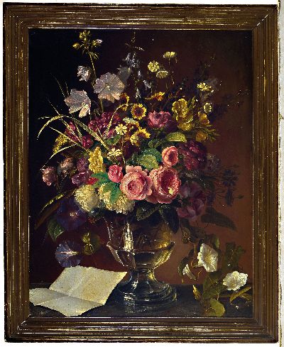 27041749k - Gaslauer, Künstler um 1800, Blumenstillleben, Varianten reicher Sommerstrauß in ...