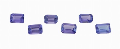 Image Lot 6 lose Tansanite, zus. ca. 3.81 ct, Baguettes in versch. Größen und Farbnuancen ...