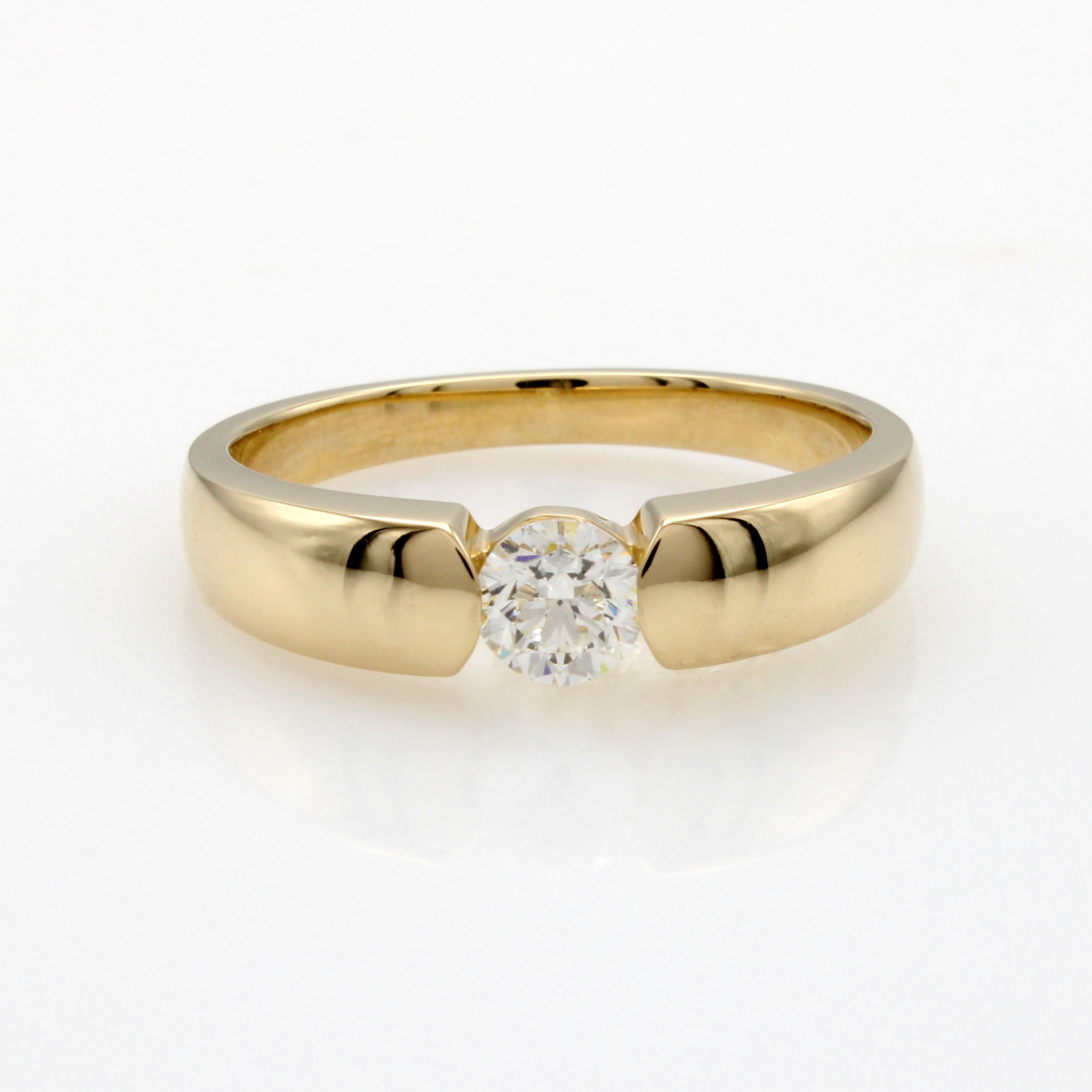 Image 27041815 - Ring mit Brillant, GG 585/000, in Spannring-optik, Brill. ca. 0.40 ct Weiß/si, RW ca. ...
