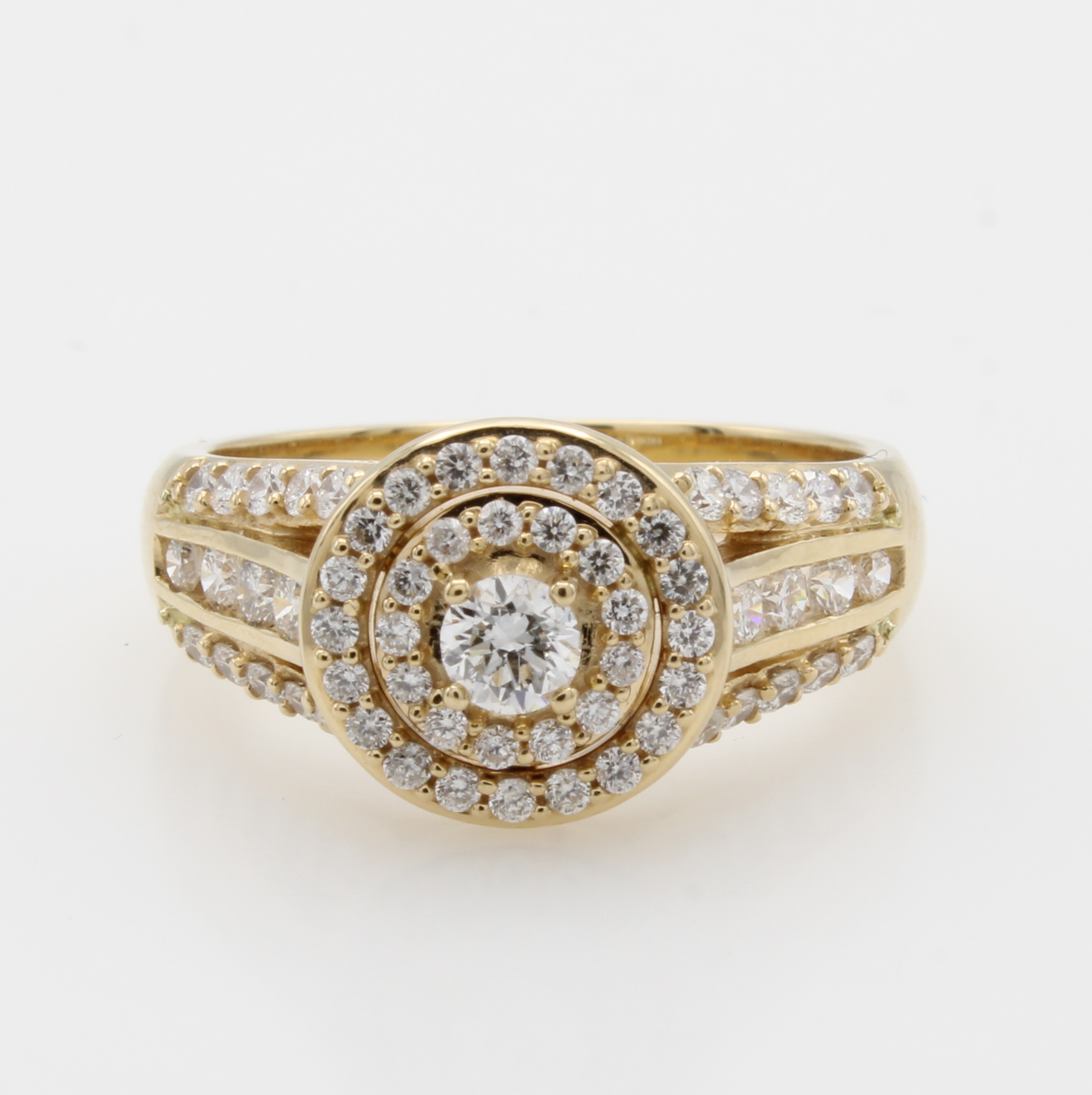 Image 27041817 - Ring mit Brillanten, GG 585/000, runder Ringkopf u. Ringschultern bes. m. Brill. zus. ...