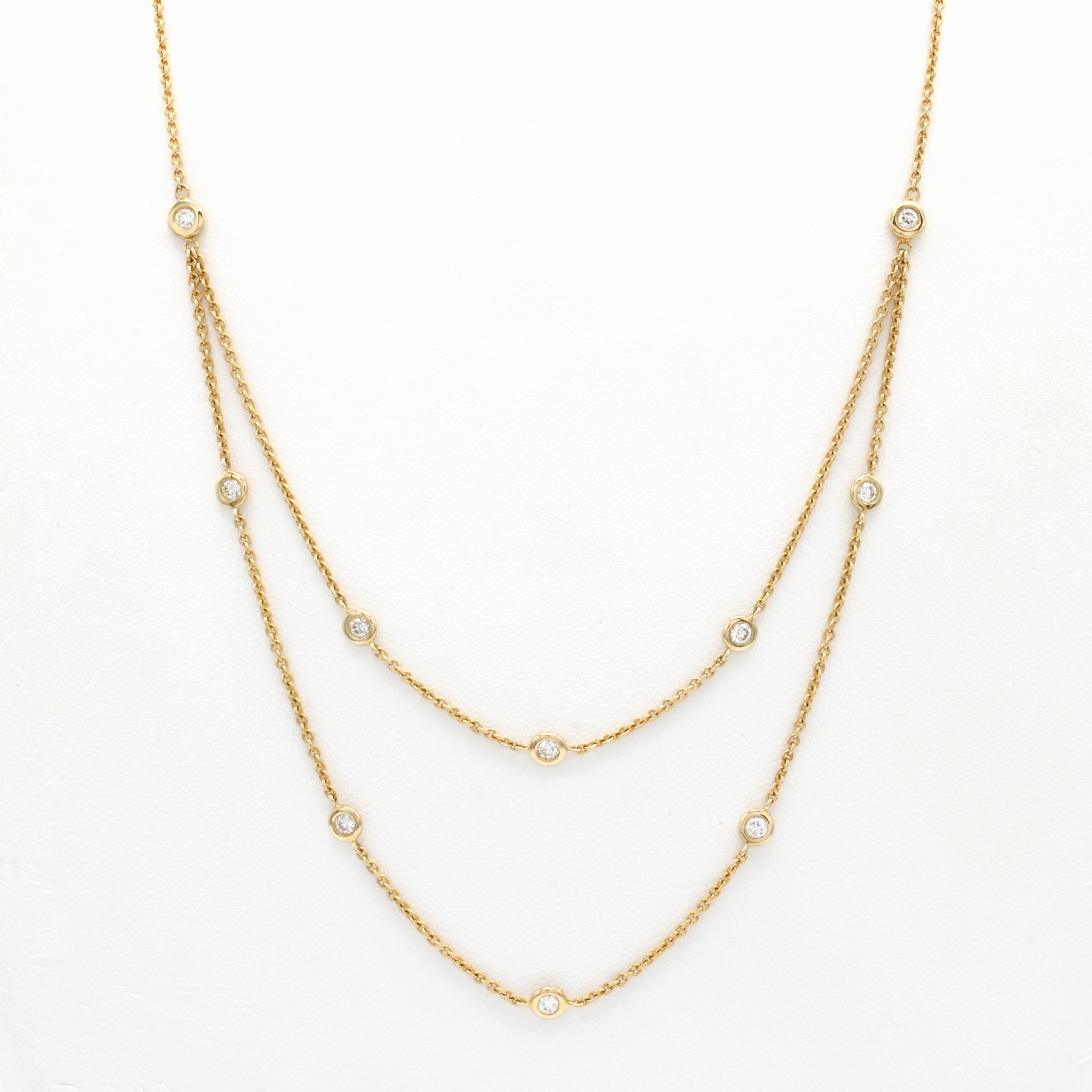 Image 27041828 - Collier mit Brillanten, GG 585/000, 2-rhg. Abhängungen, 10 Brill. in Kette integriert ...