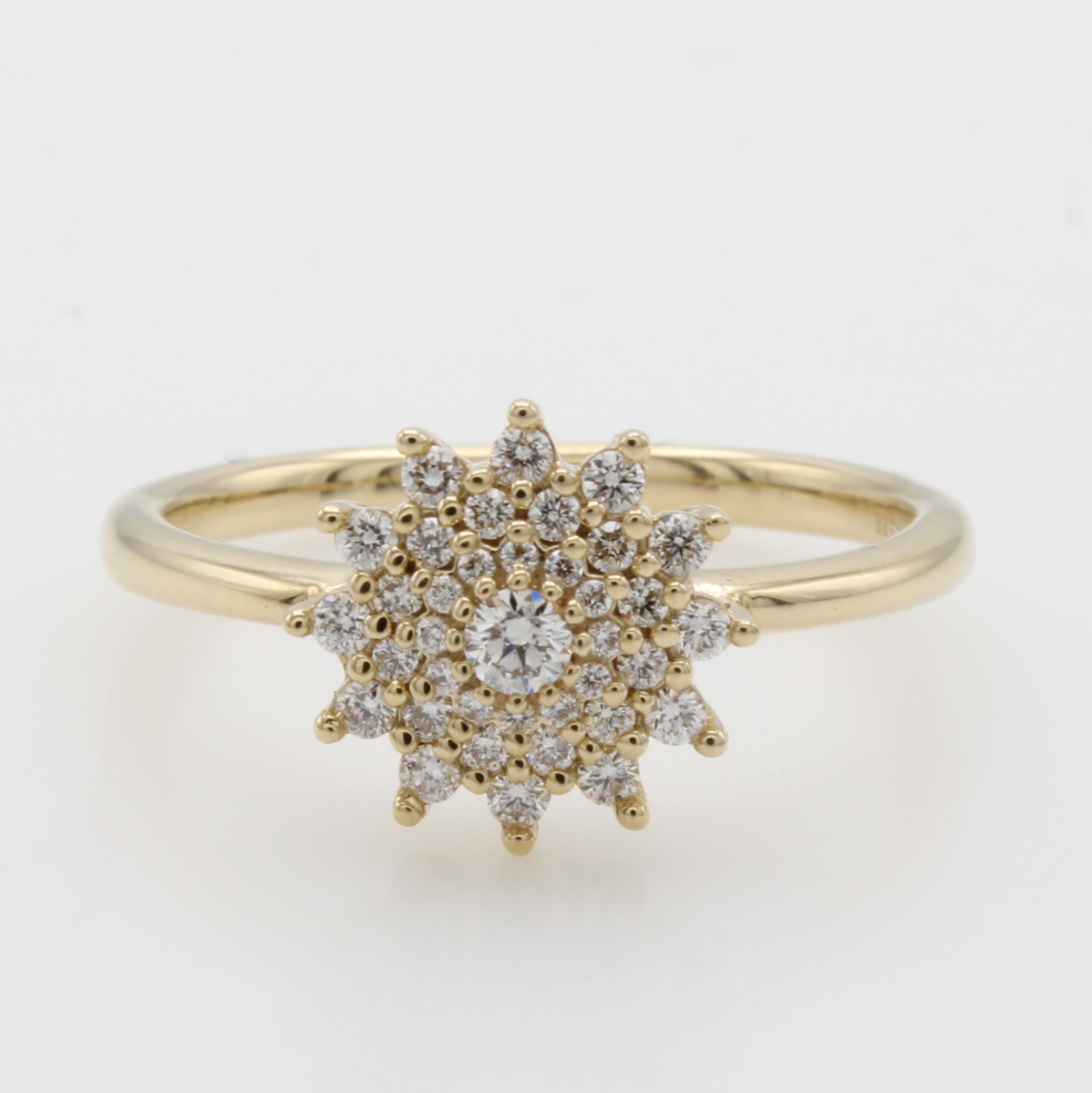 Image 27041833 - Ring mit Brillanten, GG 585/000, blütenf. Ringkopf bes. m. Brill. zus. ca. 0.35 ct ...