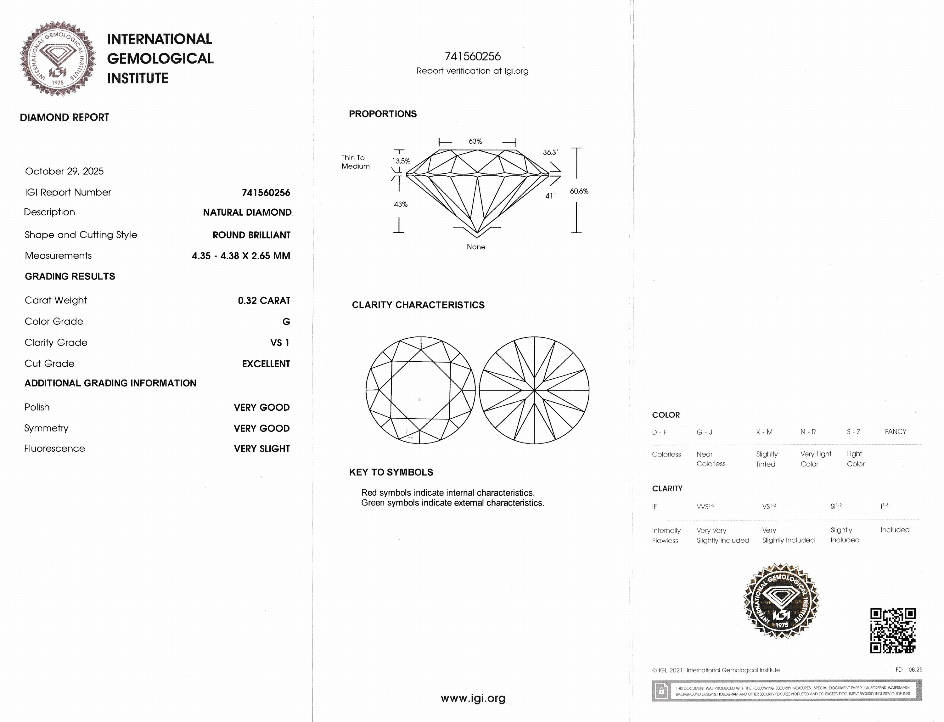 Detail b: Loser Brillant, 0.32 ct feines Weiß(G)/vs1, eingeschweißt, mit IGI-Expertise