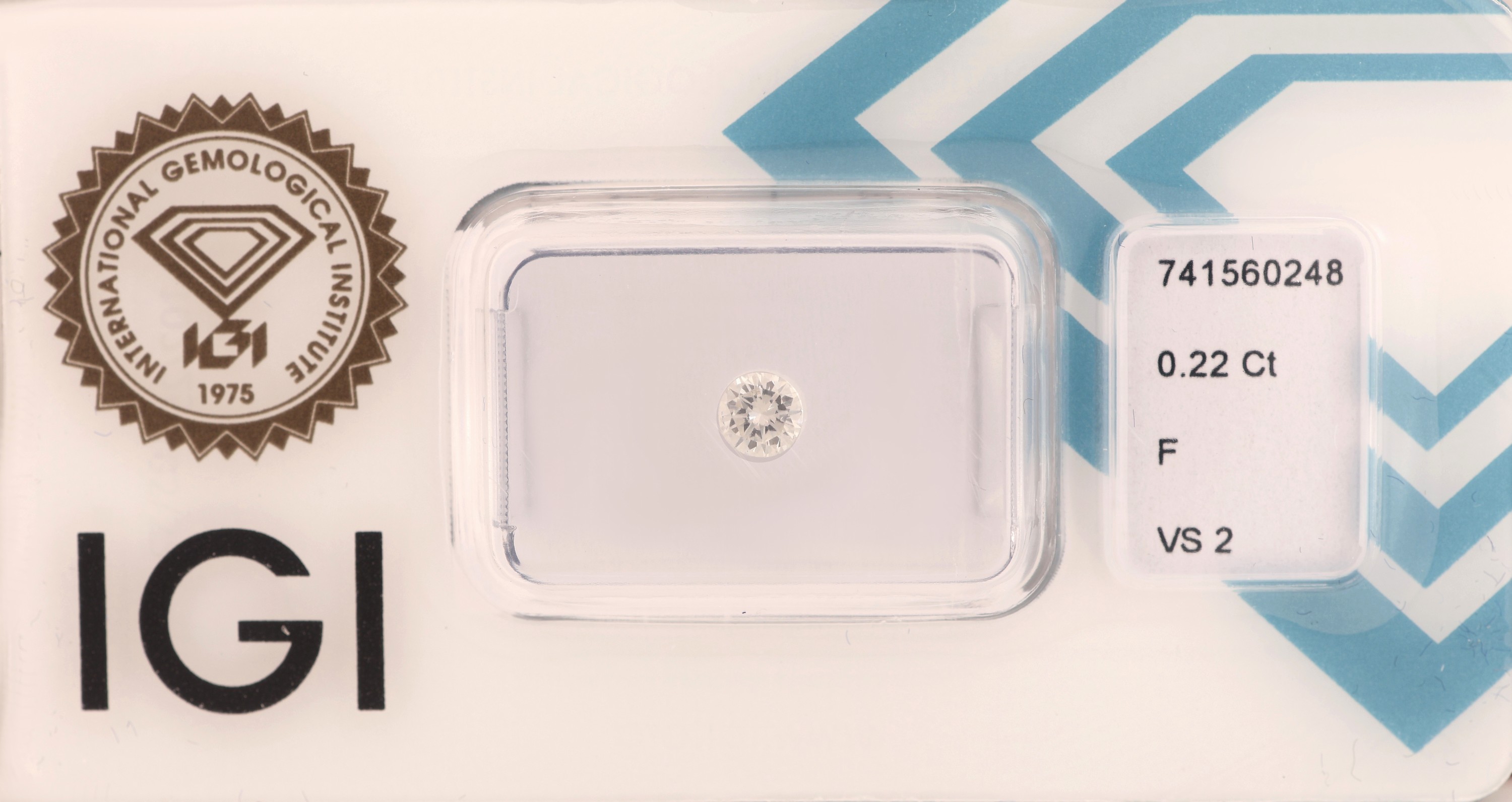 Image 27041885 - Loser Brillant, 0.22 ct feines Weiß (F)/vs2, eingeschweißt, mit IGI-Expertise ...