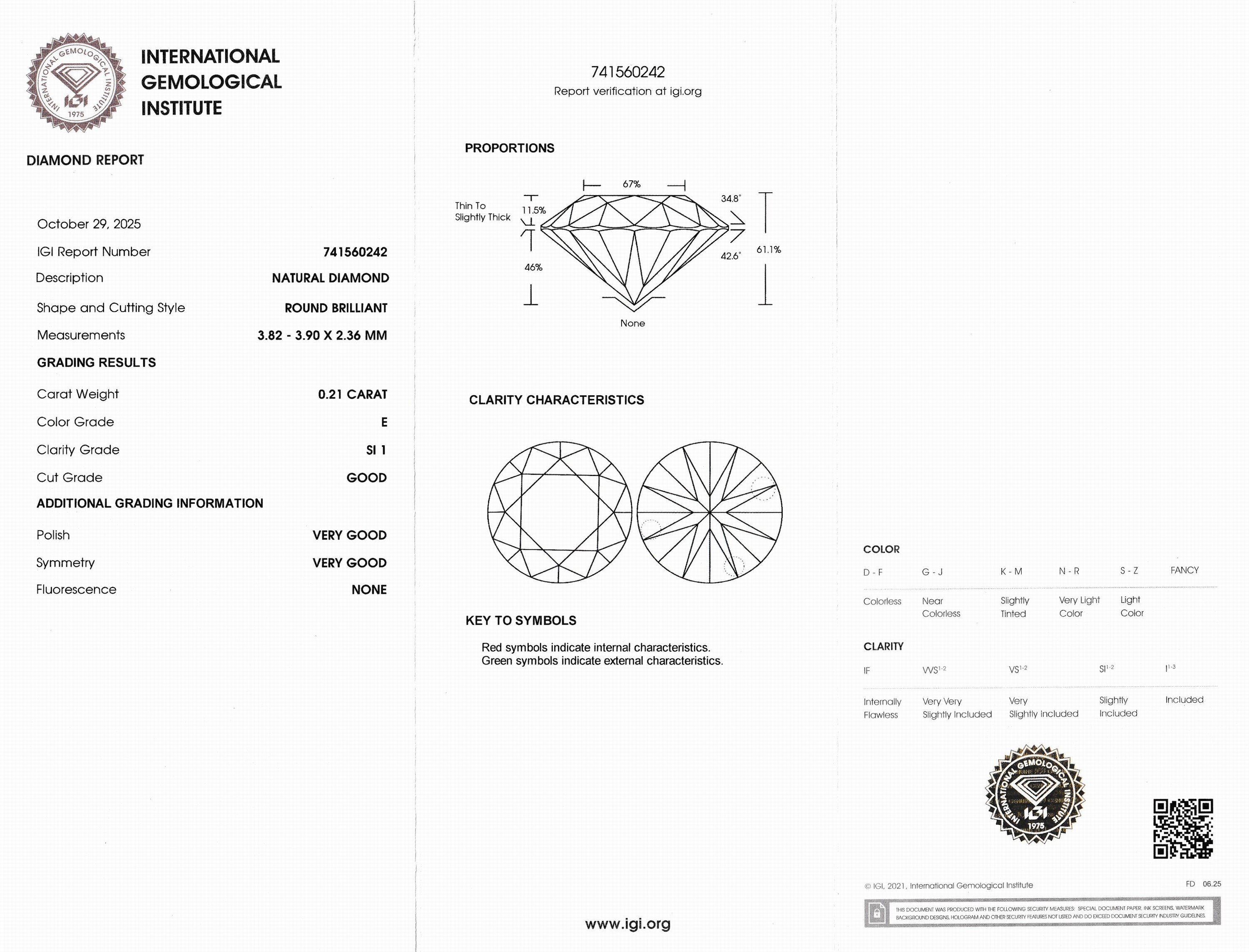Detail b: Loser Brillant, 0.21 ct hochfeines Weiß(E)/si1, eingeschweißt, mit IGI-Expertise