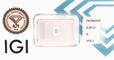 Image Loser Diamant, 0.30 ct hochfeines Weiß (E)/vvs2, Emerald Cut, eingeschweißt, mit ...