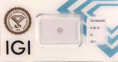 Loser Brillant, 0.32 ct feines Weiß(G)/vs1, eingeschweißt, mit IGI-Expertise