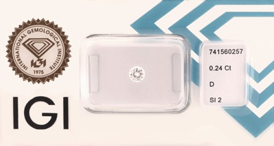 Image Loser Brillant, 0.24 ct hochfeines Weiß (D)/si2, eingeschweißt, mit IGI-Expertise ...