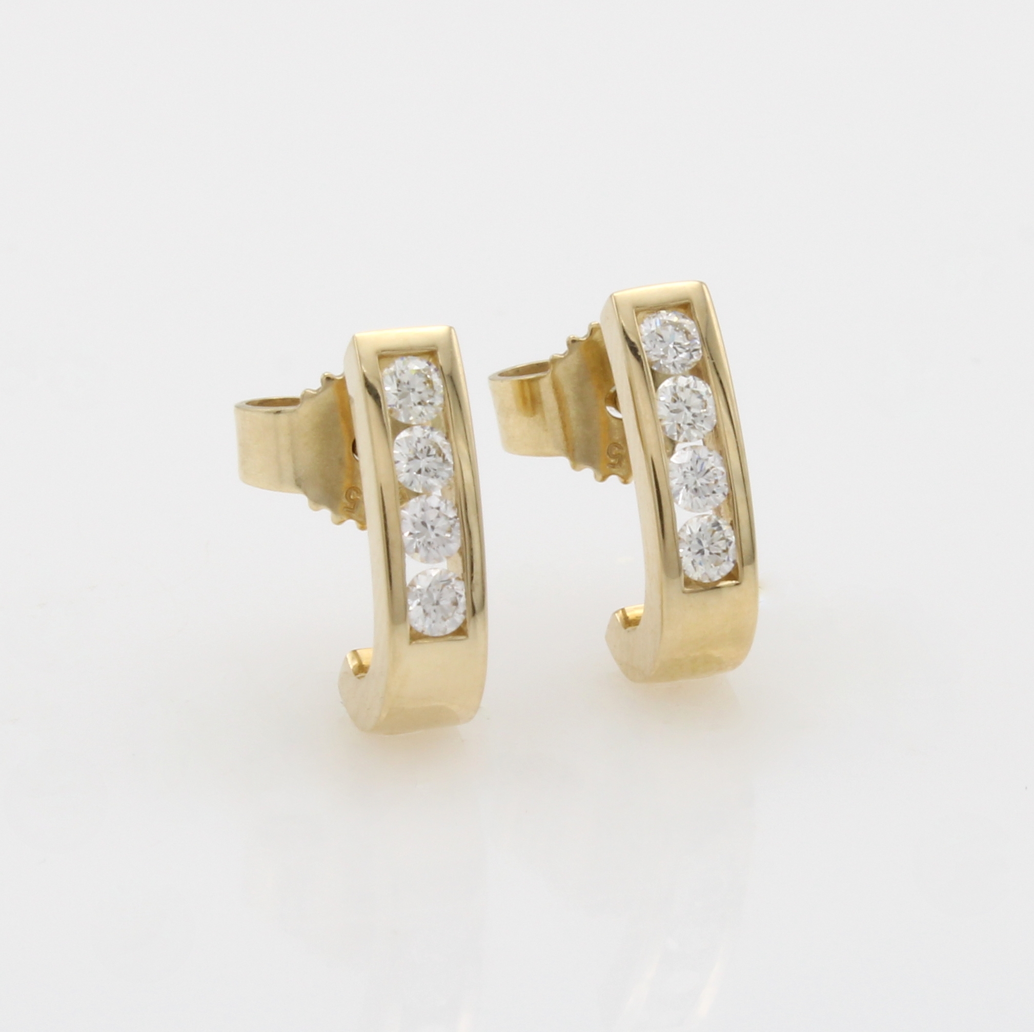 Image 27041988 - Paar Steckcreolen mit Brillanten, GG 585/000, 8 Brill. in Kanalfassung zus. ca. 0.20 ct ...