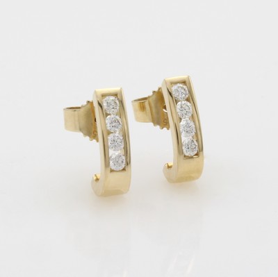 Image Paar Steckcreolen mit Brillanten, GG 585/000, 8 Brill. in Kanalfassung zus. ca. 0.20 ct ...