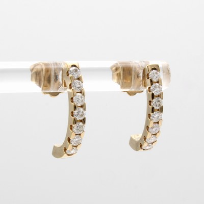 27041989a - Paar Steckcreolen mit Brillanten, GG 585/000, 14 Brill. zus. ca. 0.50 ct Weiß/p ...