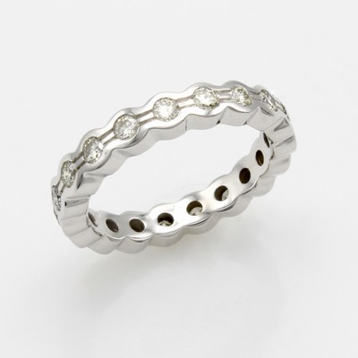 27041994a - Memoryring mit Brillanten, WG 585/000, geriefte Zwischenflächen, 19 Brill. zus. ca. 1 ...